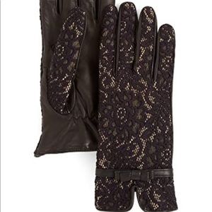 Buscarlet Paris leather silk lined lace driving gloves womens size 7 nwot